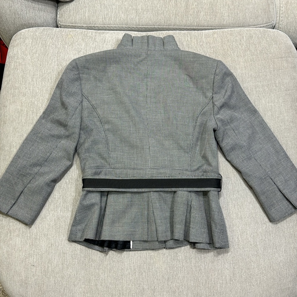 Grey Ruffle Belted Blazer - Picture 9 of 11